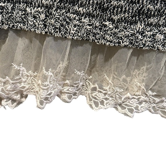 Altar’d State Knit Sweater With Lace Hem Women’s Size S/M Black And Cream - Picture 6 of 9